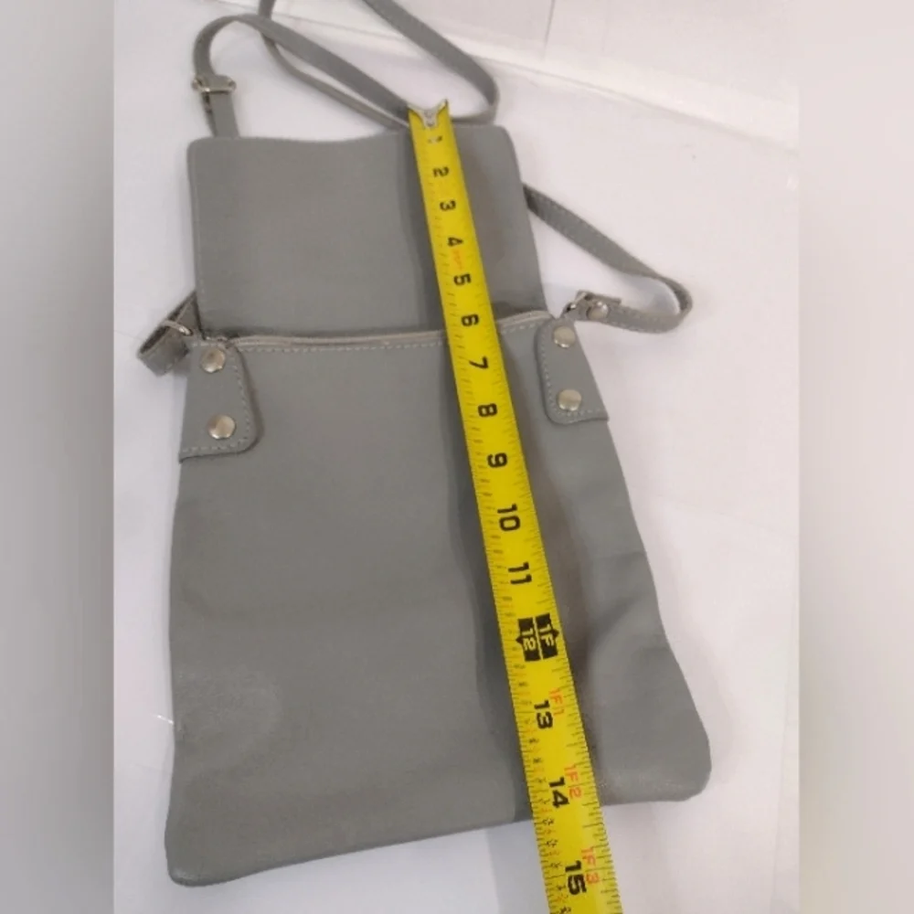 Elegant Vera Pelle Gray Crossbody Bag Italian Leather.